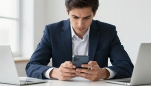 jeune adulte utilisant un smartphone pour récupérer compte Instagram