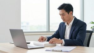testeur de matelas analysant un rapport technique au bureau