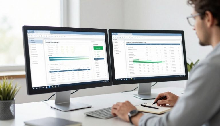 expert SEO analysant des données de mots-clés au bureau
