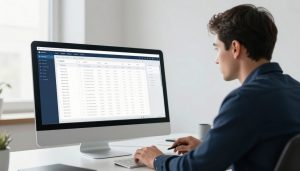 professionnel analysant des slugs SEO optimisés sur ordinateur