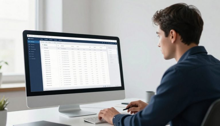 professionnel analysant des slugs SEO optimisés sur ordinateur