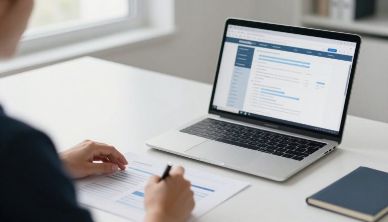 personne analysant données trafic SEO sur ordinateur professionnel