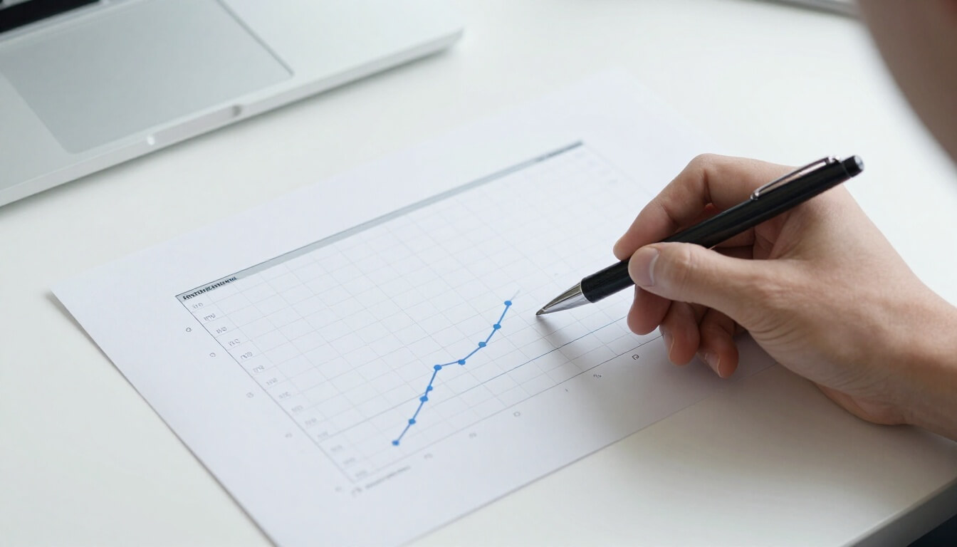 Professionnel indiquant une matrice floue effort impact sur un bureau