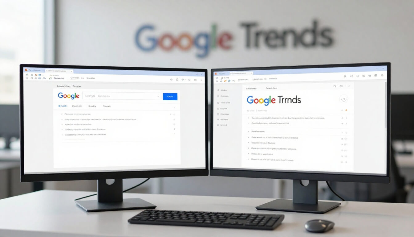 professionnel analysant données SEO sur deux écrans en bureau moderne