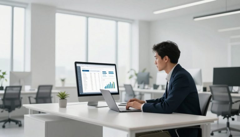 professionnel optimisant SEO on-page sur ordinateur moderne