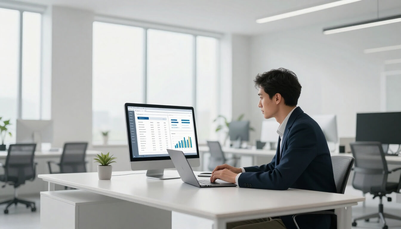 professionnel optimisant SEO on-page sur ordinateur moderne