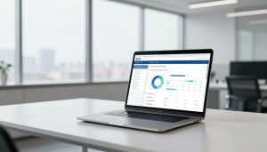 professionnel analysant tableau de bord SEO white hat sur ordinateur