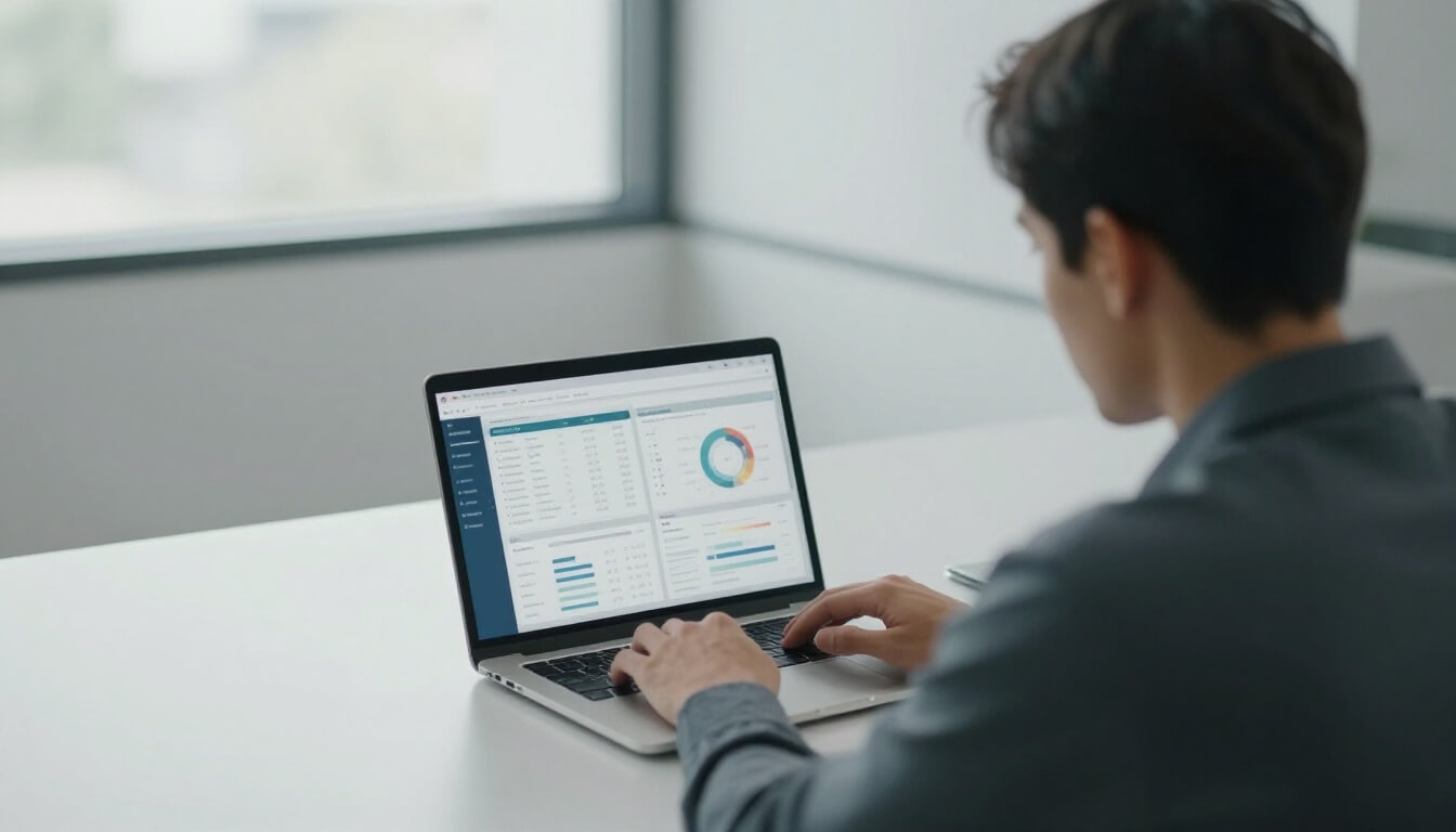 personne configurant test trafic SEO sur ordinateur moderne
