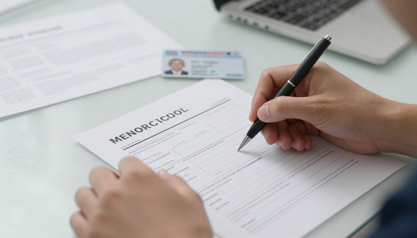 mains remplissant un formulaire d'accès à l'ASPA en milieu professionnel