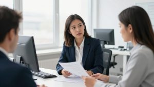 employés discutant du smic net au Luxembourg en bureau professionnel