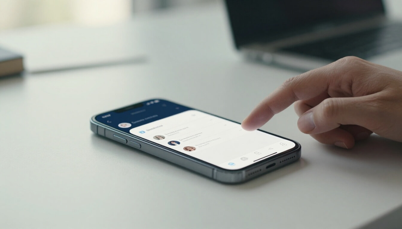 smartphone avec SMS d'excuse pour absence au travail sur bureau minimaliste